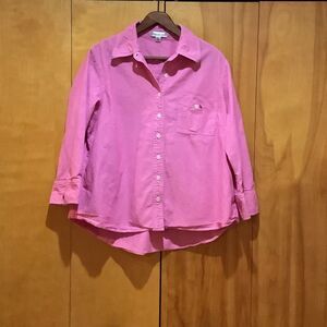 Coldwater Creek Womens Pink Button Down Cotton Oxford Shirt-Sz 1X-Career-Preppy